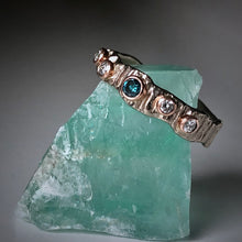 Load image into Gallery viewer, Textured Bark: Blue and White Diamonds/Palladium White Gold Ring