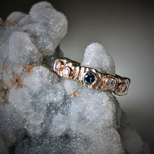 Load image into Gallery viewer, Textured Bark: Blue and White Diamonds/Palladium White Gold Ring
