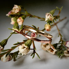 Load image into Gallery viewer, Parallel Universe: Padparadscha Sapphire and Yellow/Rose Gold Ring