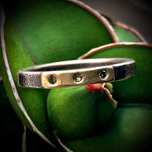 Load image into Gallery viewer, Modern Simplicity: Olive Green Diamonds and Sterling Silver Ring