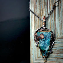 Load image into Gallery viewer, Natural Wonder: Angular Chrysocolla and Malachite Druzy Necklace
