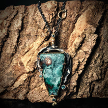 Load image into Gallery viewer, Natural Wonder: Angular Chrysocolla and Malachite Druzy Necklace