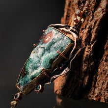 Load image into Gallery viewer, Natural Wonder: Angular Chrysocolla and Malachite Druzy Necklace