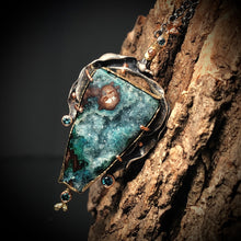 Load image into Gallery viewer, Natural Wonder: Angular Chrysocolla and Malachite Druzy Necklace