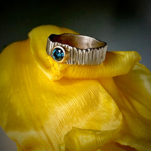 Load image into Gallery viewer, Textured Bark: Blue Diamond and Palladium White Gold Ring