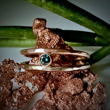 Load image into Gallery viewer, Parallel Universe: Blue Diamond and White/Rose Gold Ring
