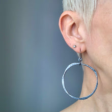 Load image into Gallery viewer, Forged: Etched Circle Drop Earrings (Large Size)