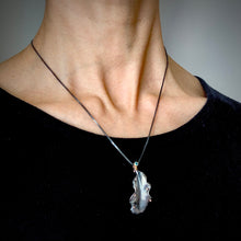 Load image into Gallery viewer, Organic Matter: Zinnia Petal/Blue Diamond Curvaceous Rivet Necklace
