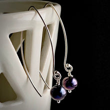 Load image into Gallery viewer, Sea Level: Oval/Lavender Pearl Drop Earrings
