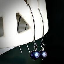 Load image into Gallery viewer, Sea Level: Oval/Lavender Pearl Drop Earrings
