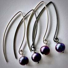 Load image into Gallery viewer, Sea Level: Oval/Lavender Pearl Drop Earrings