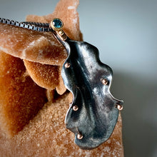 Load image into Gallery viewer, Organic Matter: Zinnia Petal/Blue Diamond Curvaceous Rivet Necklace