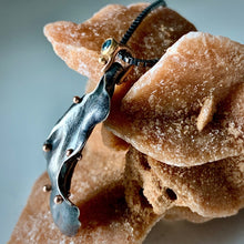 Load image into Gallery viewer, Organic Matter: Zinnia Petal/Blue Diamond Curvaceous Rivet Necklace