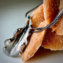 Load image into Gallery viewer, Organic Matter: Zinnia Petal/Blue Diamond Curvaceous Rivet Necklace