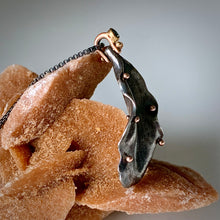 Load image into Gallery viewer, Organic Matter: Zinnia Petal/Blue Diamond Curvaceous Rivet Necklace