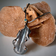 Load image into Gallery viewer, Organic Matter: Zinnia Petal/Blue Diamond Curvaceous Rivet Necklace