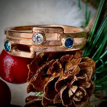 Load image into Gallery viewer, Geometry Perfected: White/Blue Diamonds Rose Gold Ring