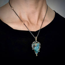 Load image into Gallery viewer, Natural Wonder: Angular Chrysocolla and Malachite Druzy Necklace