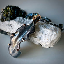 Load image into Gallery viewer, Organic Matter: Zinnia Petal/Blue Diamond Curvaceous Rivet Necklace