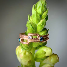 Load image into Gallery viewer, Geometry Perfected: White/Blue Diamonds Rose Gold Ring