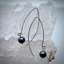 Load image into Gallery viewer, Sea Level: Oval/Lavender Pearl Drop Earrings