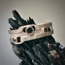 Load image into Gallery viewer, Geometry Perfected: Black Diamonds and Palladium White Gold Ring