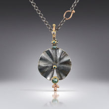 Load image into Gallery viewer, Organic Matter: Lily Pad/White and Blue Diamond Necklace

