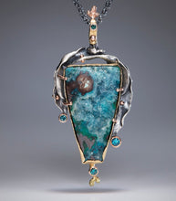 Load image into Gallery viewer, Natural Wonder: Angular Chrysocolla and Malachite Druzy Necklace