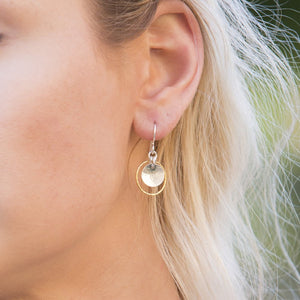 Gilded: Suspended Double Disk Drop Earrings