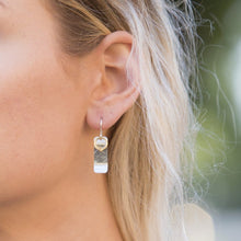 Load image into Gallery viewer, Gilded: Loop/Woven Rectangle Layered Drop Earrings