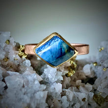 Load image into Gallery viewer, Natural Wonder: Blue Sapphire/Blue Diamonds Rose Gold Ring