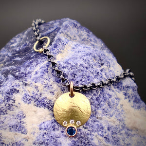 Organic Matter: Sapphire and Diamonds-18K Yellow Gold Stepping Stones Necklace