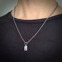 Load image into Gallery viewer, Modern Simplicity: Petite Bar and Loop Ruby Necklace
