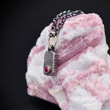 Load image into Gallery viewer, Modern Simplicity: Petite Bar and Loop Ruby Necklace
