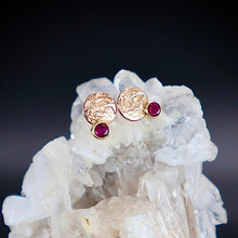 Load image into Gallery viewer, Organic Matter: Ruby-14K Rose Gold Stepping Stones Stud Earrings
