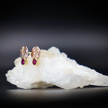 Load image into Gallery viewer, Organic Matter: Ruby-14K Rose Gold Stepping Stones Stud Earrings
