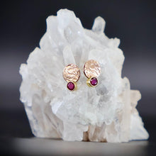 Load image into Gallery viewer, Organic Matter: Ruby-14K Rose Gold Stepping Stones Stud Earrings
