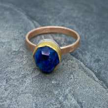 Load image into Gallery viewer, Natural Wonder: Blue Sapphire/Pink Diamonds Rose Gold Ring
