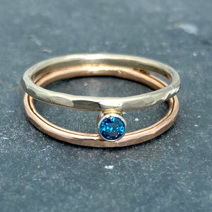 Parallel Universe: Blue Diamond and White/Rose Gold Ring