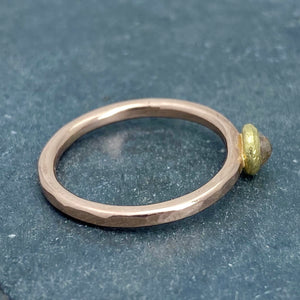 Forged: Champagne-Colored Diamond and Rose Gold Hammered Ring