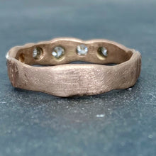 Load image into Gallery viewer, Textured Bark: Five-Diamond Rose Gold Ring
