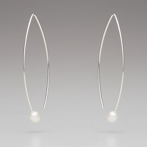 Sea Level: Oval/White Pearl Drop Earrings