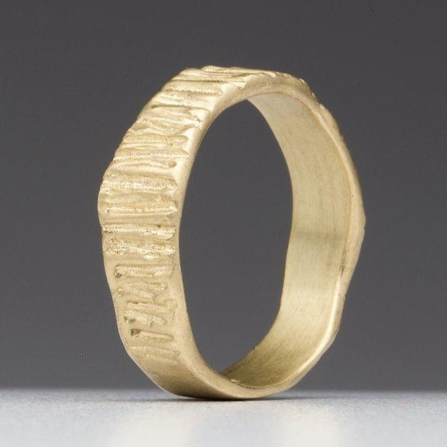 Textured Bark: Yellow Gold Wide Ring