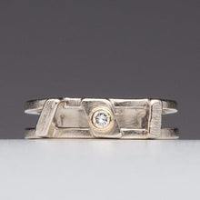 Load image into Gallery viewer, Asymmetrical Bars: Diamond and White Gold Ring
