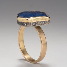 Load image into Gallery viewer, Natural Wonder: Blue Sapphire/White Diamonds Yellow Gold Ring
