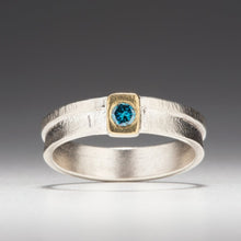 Load image into Gallery viewer, Rounded Rectangle: Blue Diamond Sterling Silver Ring
