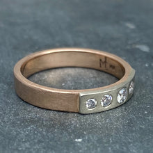 Load image into Gallery viewer, Modern Simplicity: Five-Diamond Rose Gold Ring
