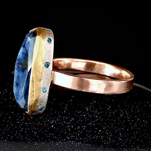 Natural Wonder: Blue Sapphire/Blue Diamonds Rose Gold Ring