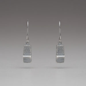 Forged: Horizontal Silver Bar/Textured Drop Earrings