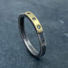 Load image into Gallery viewer, Modern Simplicity: Olive Green Diamonds and Sterling Silver Ring
